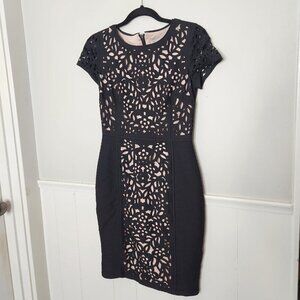 MAEVE Anthropologie Black Laser Cut Sheath Dress